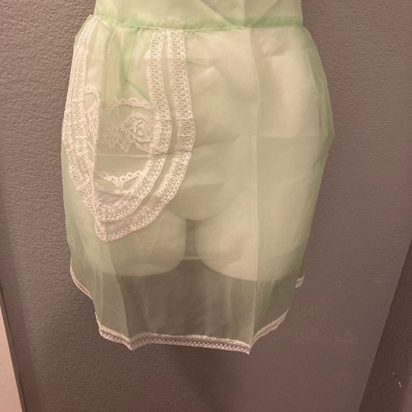 Vintage Half Apron Organza Green
